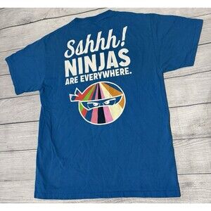 Kmart Attention Shoppers Sshhh Ninjas Are Everywhere T-Shirt Blue Large Defect